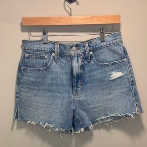 Madewell Relaxed Denim Jean Shorts Distressed Raw-Edge Hem